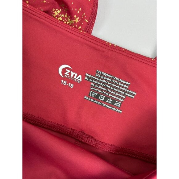 Zyia Active women's 16-18 red gold metallic splatter‎ cropped athletic leggings - Picture 6 of 6